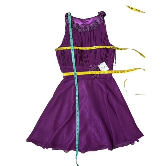 Purple Formal Dress NWT Roses Detail Holiday Party Winter Dance Size 4/6 - Picture 10 of 11
